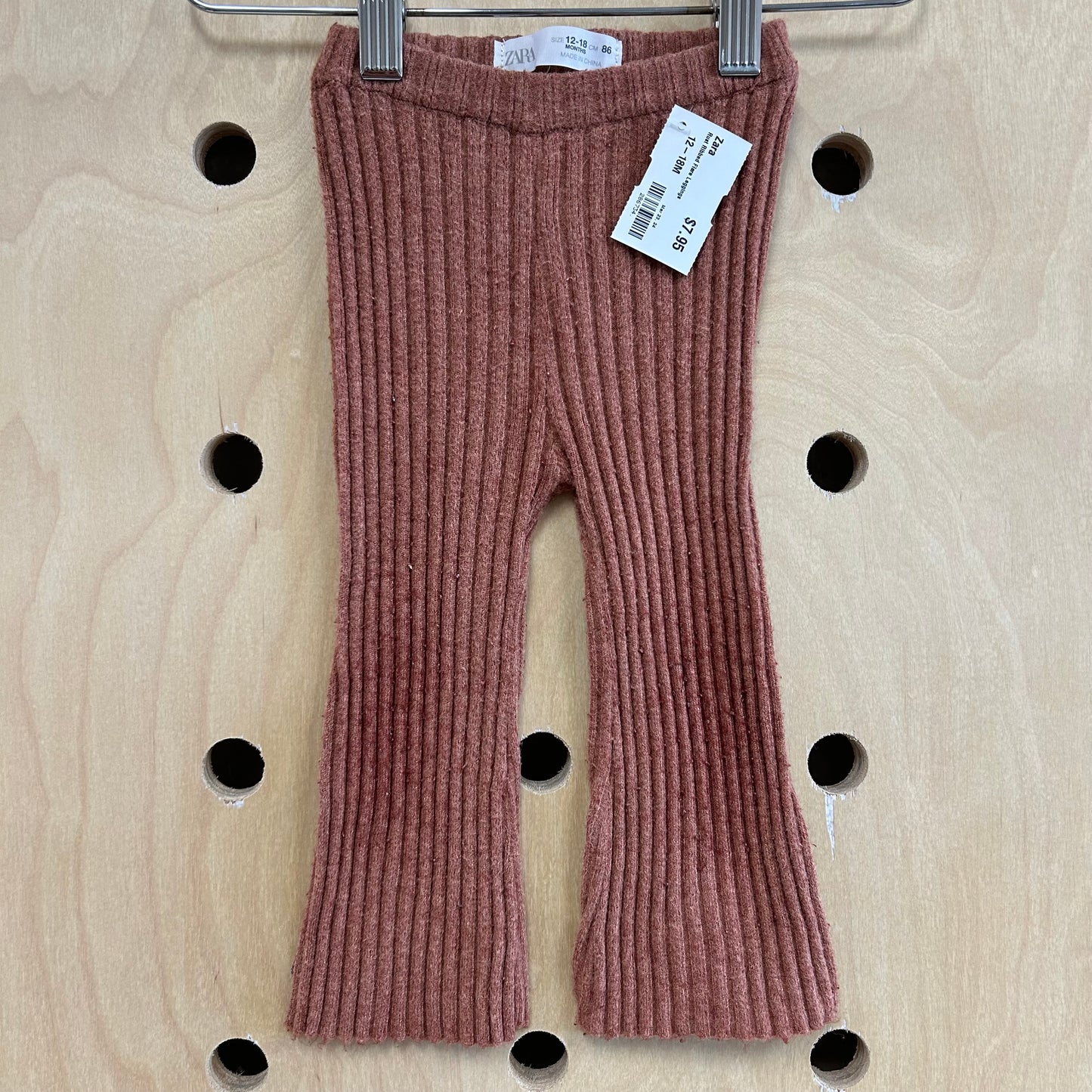 Rust Ribbed Flare Leggings