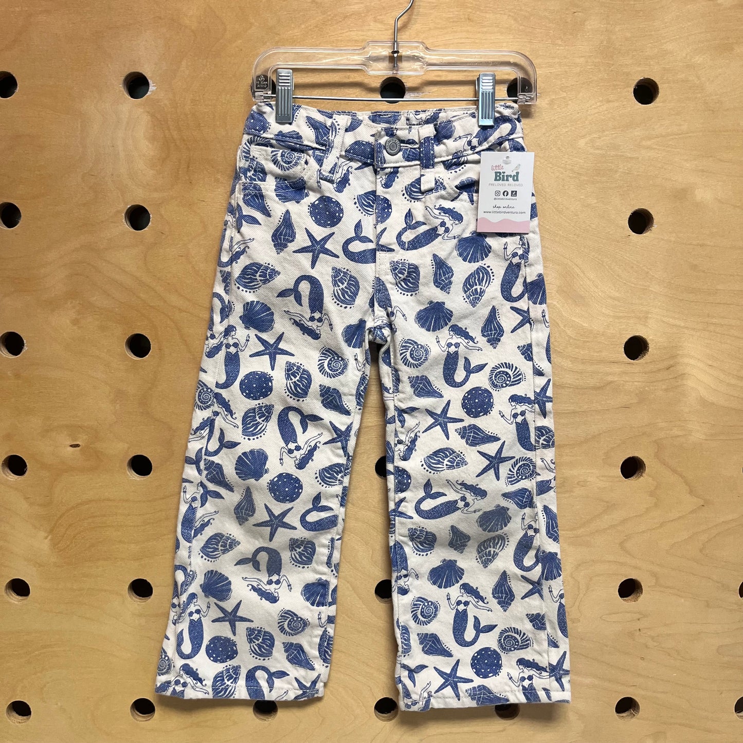 White /Blue Baggy Wide Leg Jeans