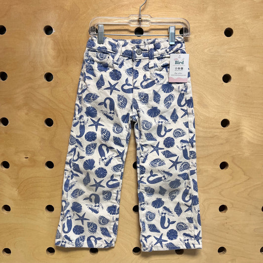 White /Blue Baggy Wide Leg Jeans