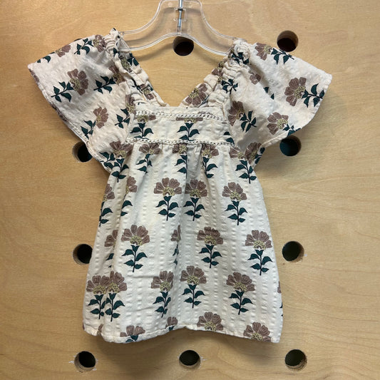 Cream & Dusty Purple Floral Top