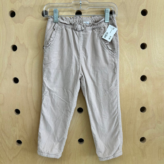 Tan Lined Cord Joggers