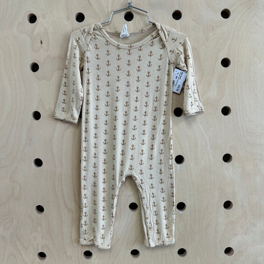 Tan & Brown Anchors Bamboo Romper