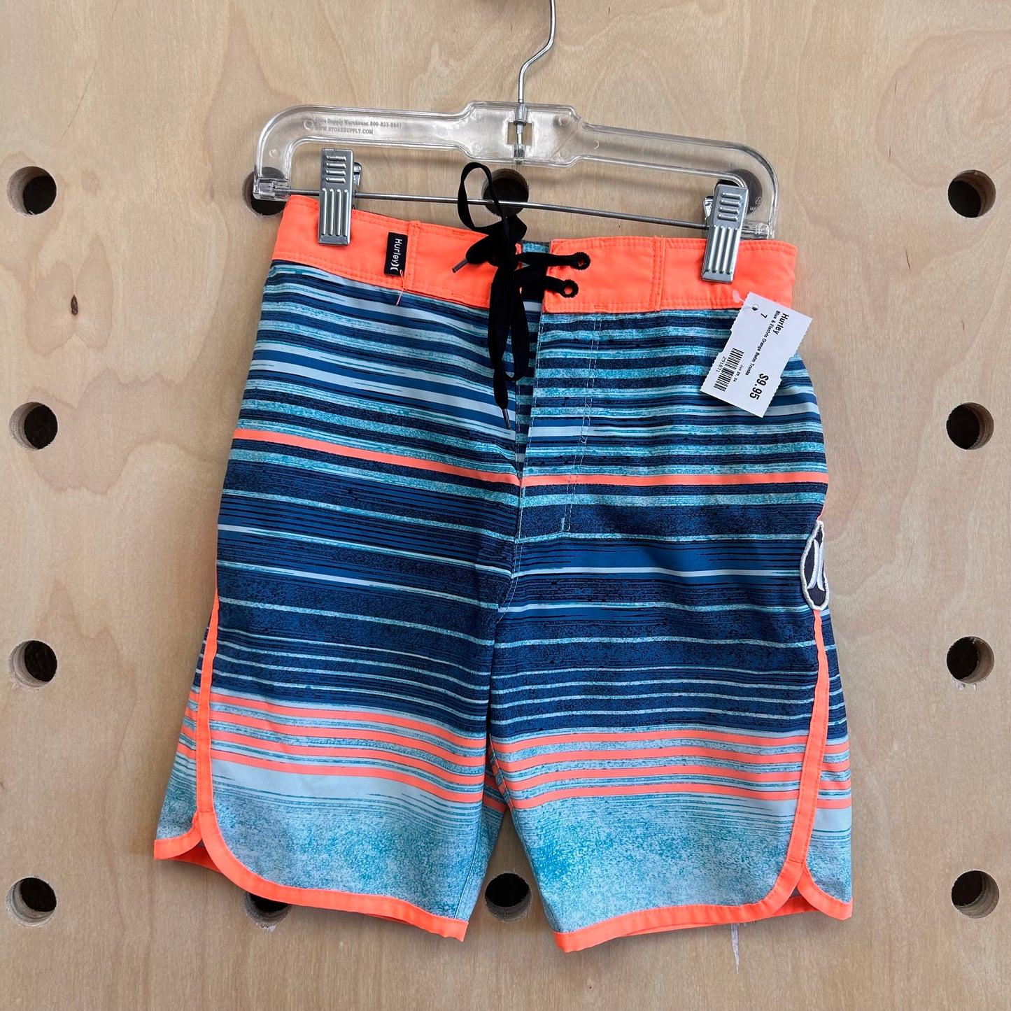 Blue & Electric Orange Swim Trunks