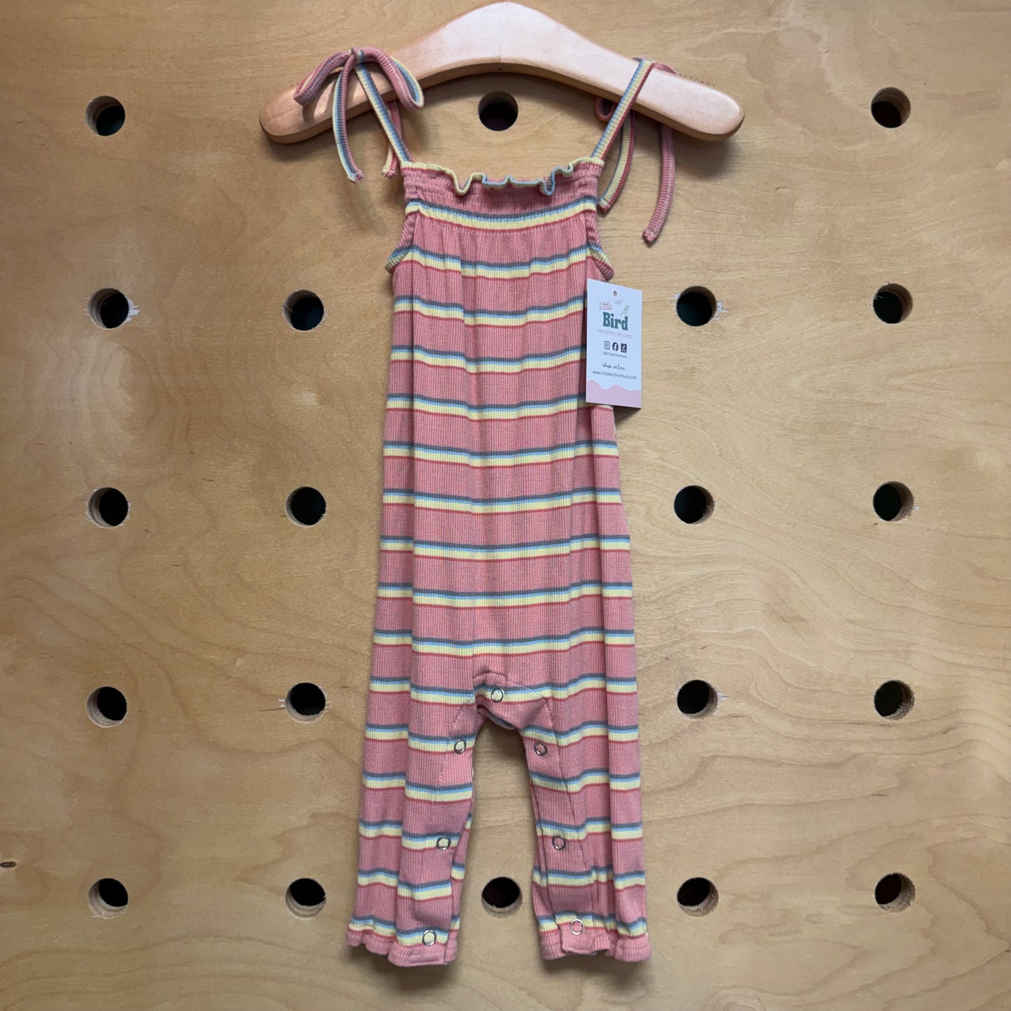 Peach/Yellow Striped Ribbed Romper
