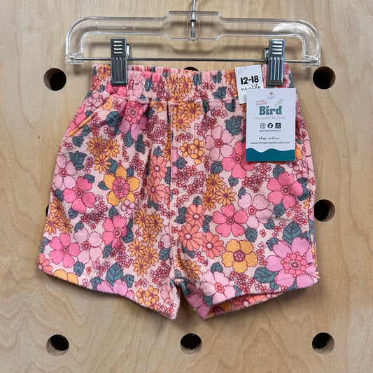 Peach Bronte Floral Terry Shorts NEW!