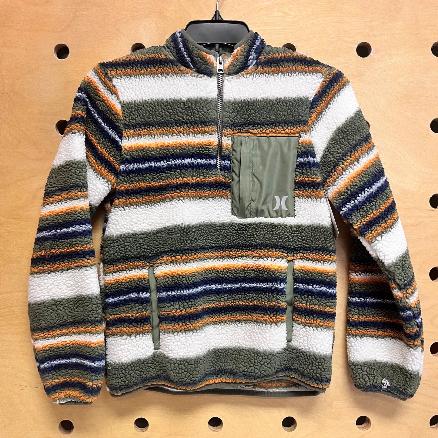 Green Striped Sherpa Jacket