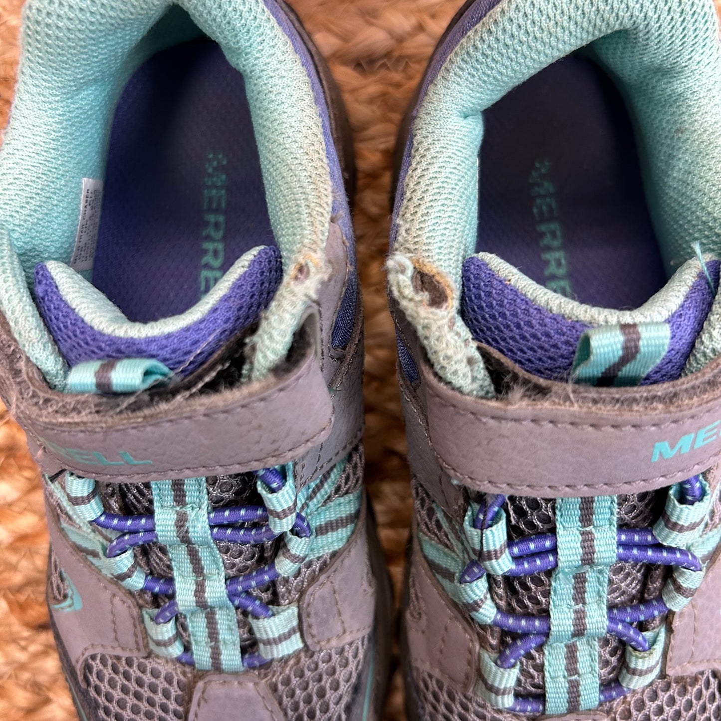 Grey & Purple Leather Hiking Sneakers