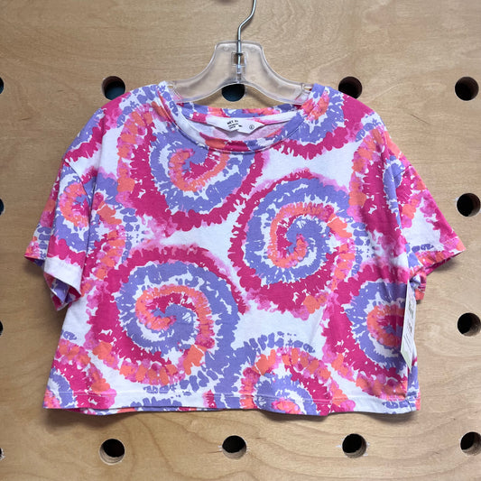 White Pin Tie Dye Boxy Crop Tee