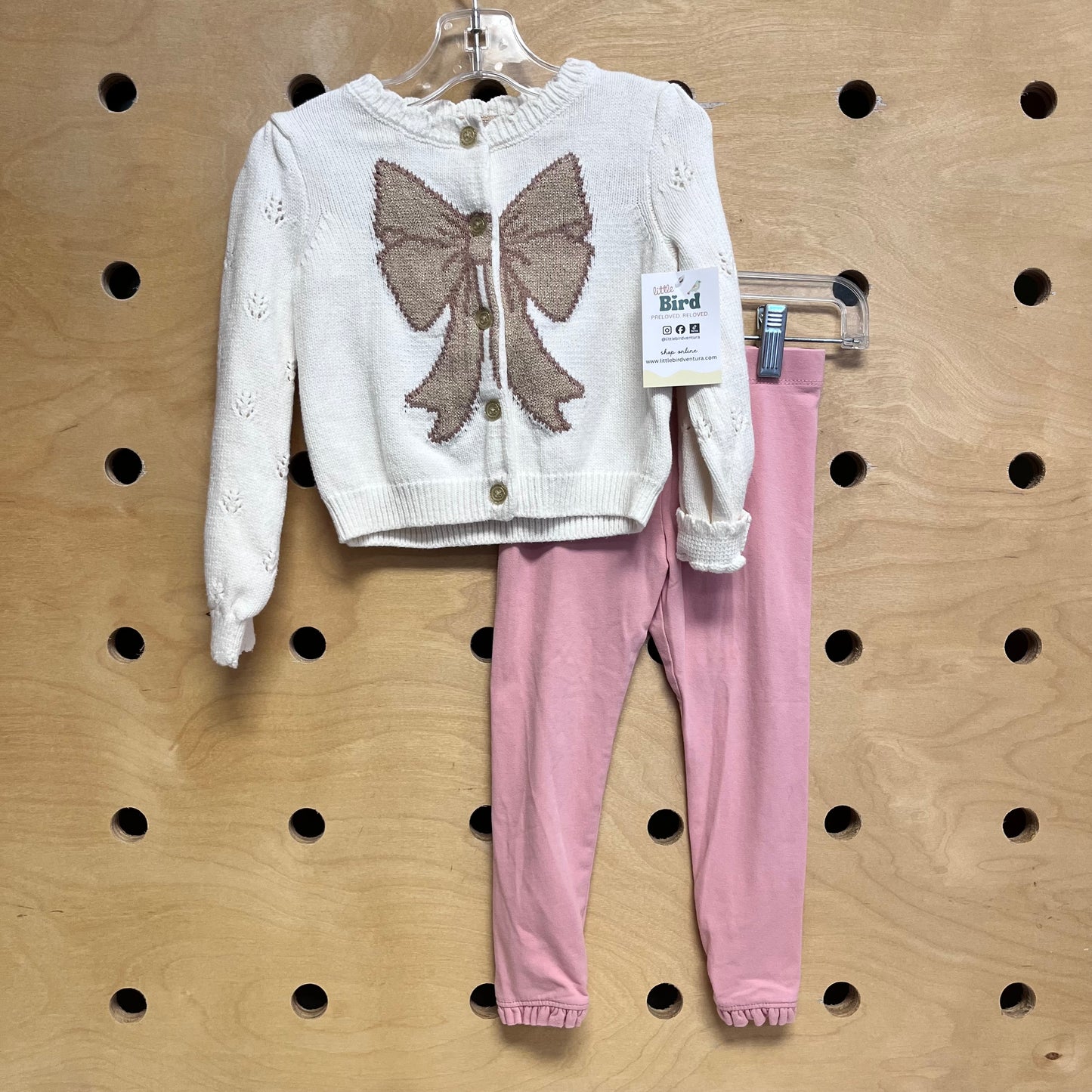 White/Pink Brown Sparkle Bow Outfit