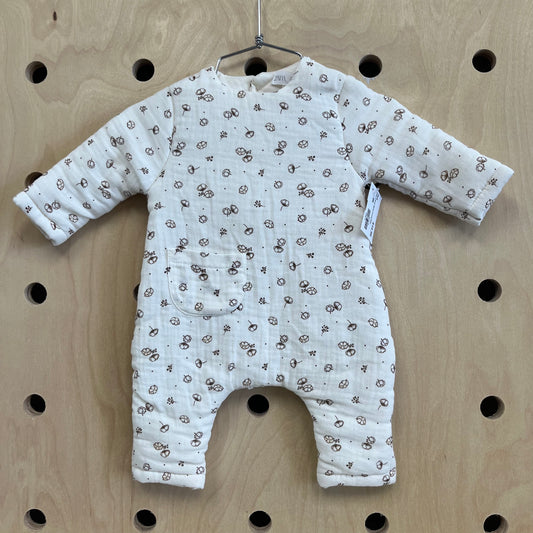 Cream & Brown Muslin Coverall NEW!