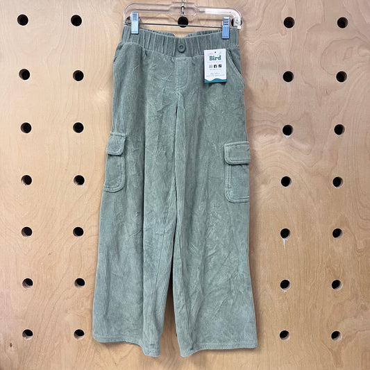 Green Ribbed Velour Cargo Pants