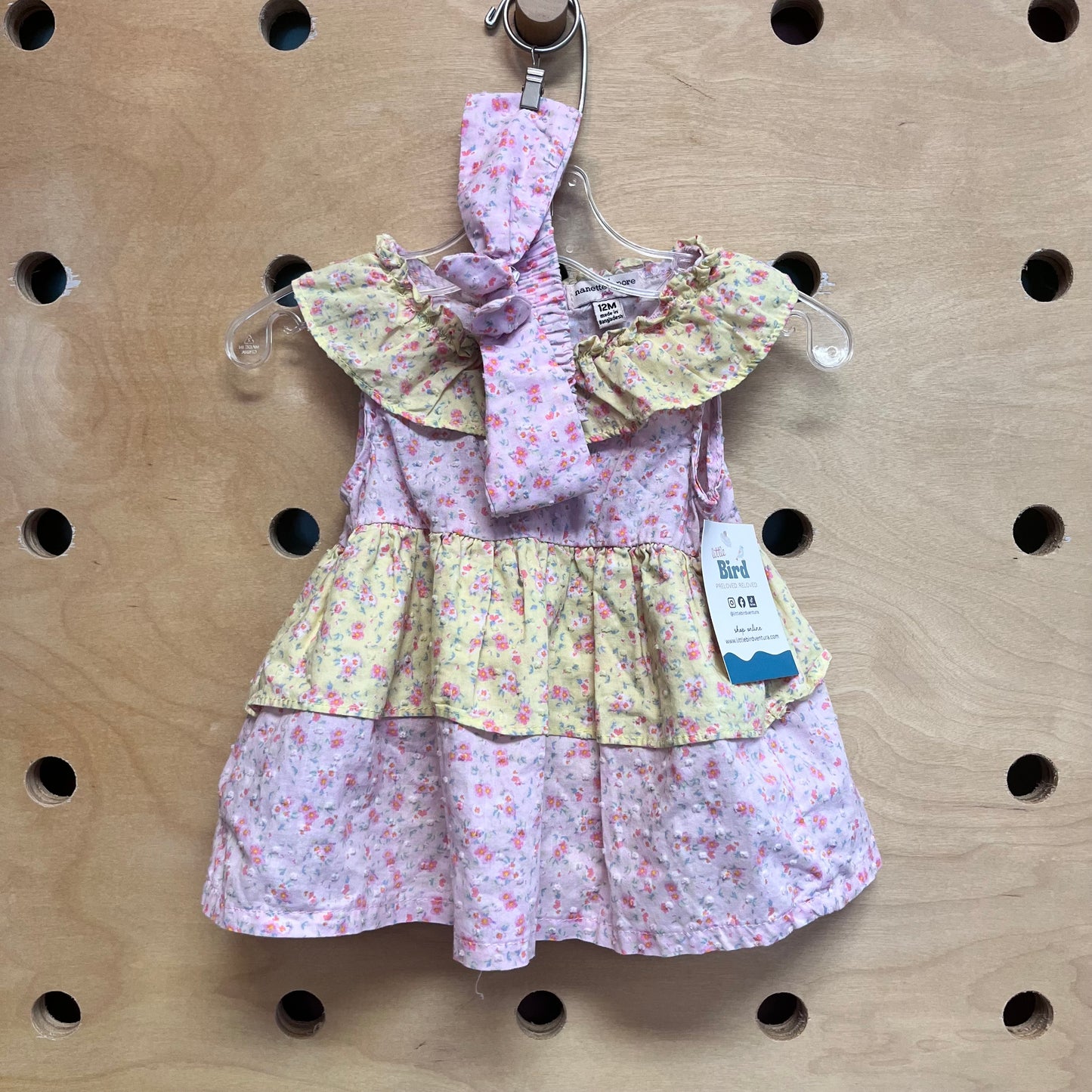 Mixed Print Floral Dress w/ Ruffle Bloomers