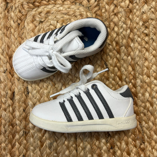 White & Gray Stripe Laced Low-Tops