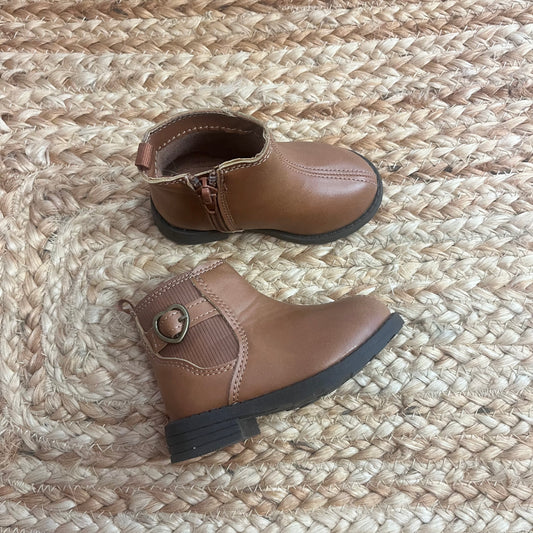 Brown Heart Buckle Ankle Boots
