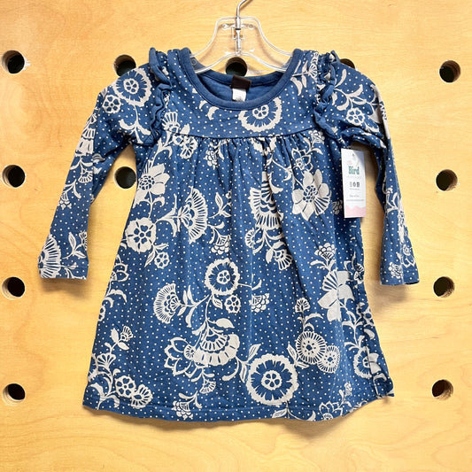 Teal/White Floral LS Dress