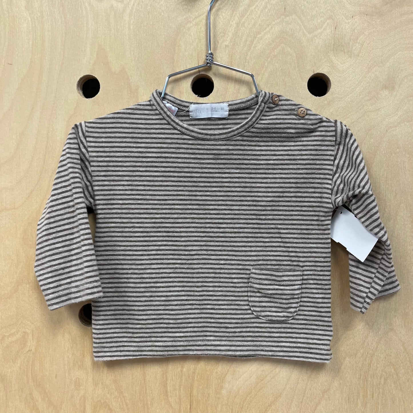 Grey Striped LS Tee