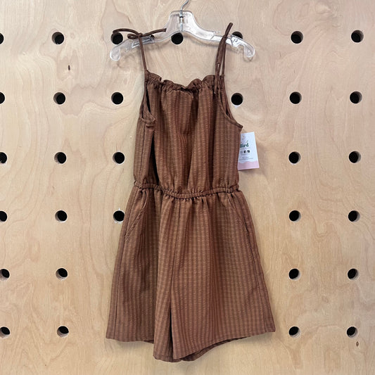 Brown Textured Stripe Romper