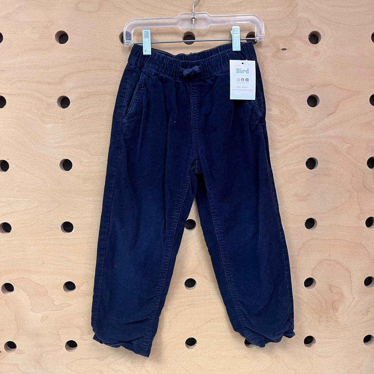 Navy Jersey-Lined Cord Joggers