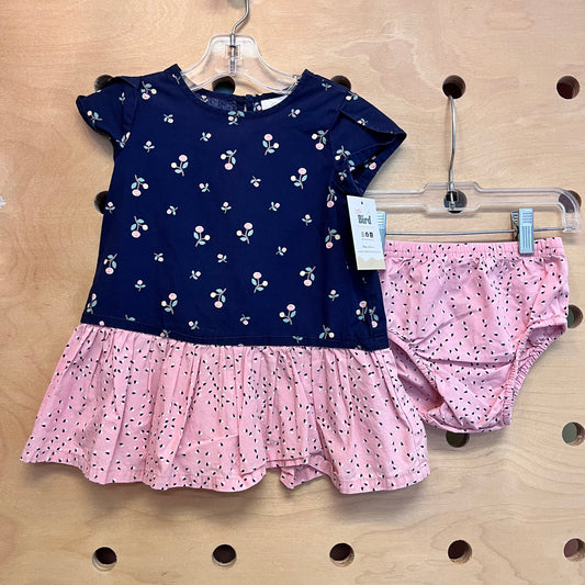 Navy/Pink Floral Dress w/ Bloomers