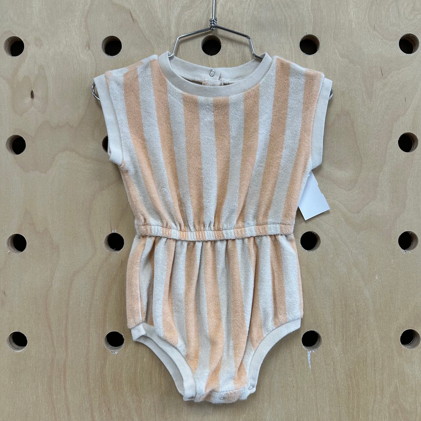 Peach Striped Terry Romper