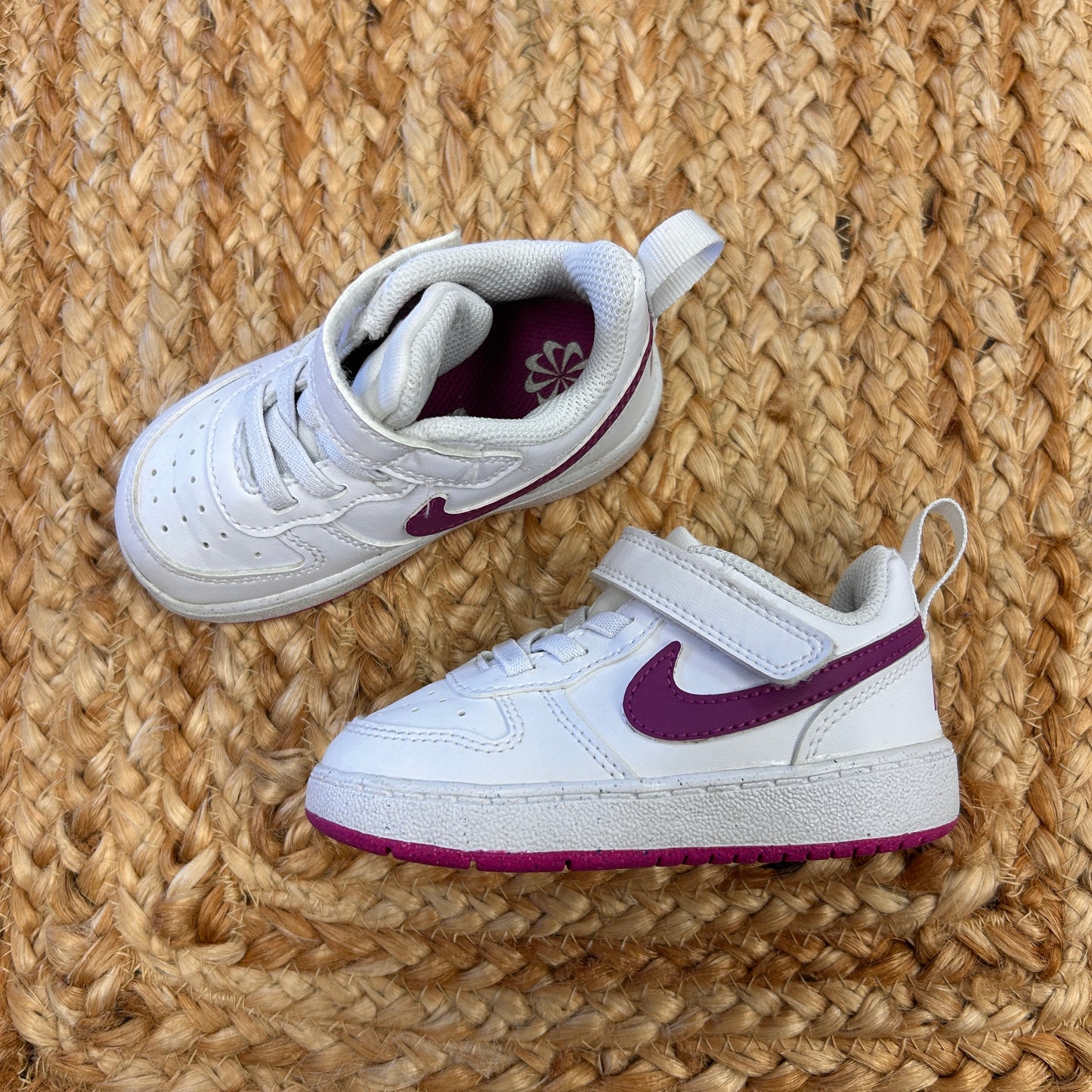 White & Purple Velcro Court Shoes