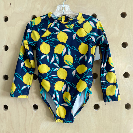 Navy Lemons LS Swimsuit