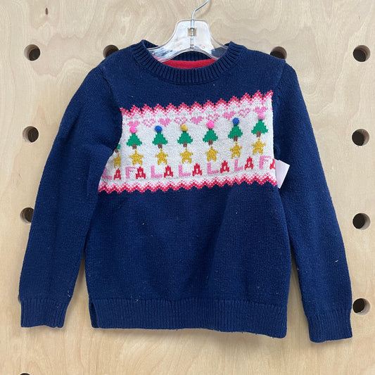Blue Fa La La Holiday Sweater