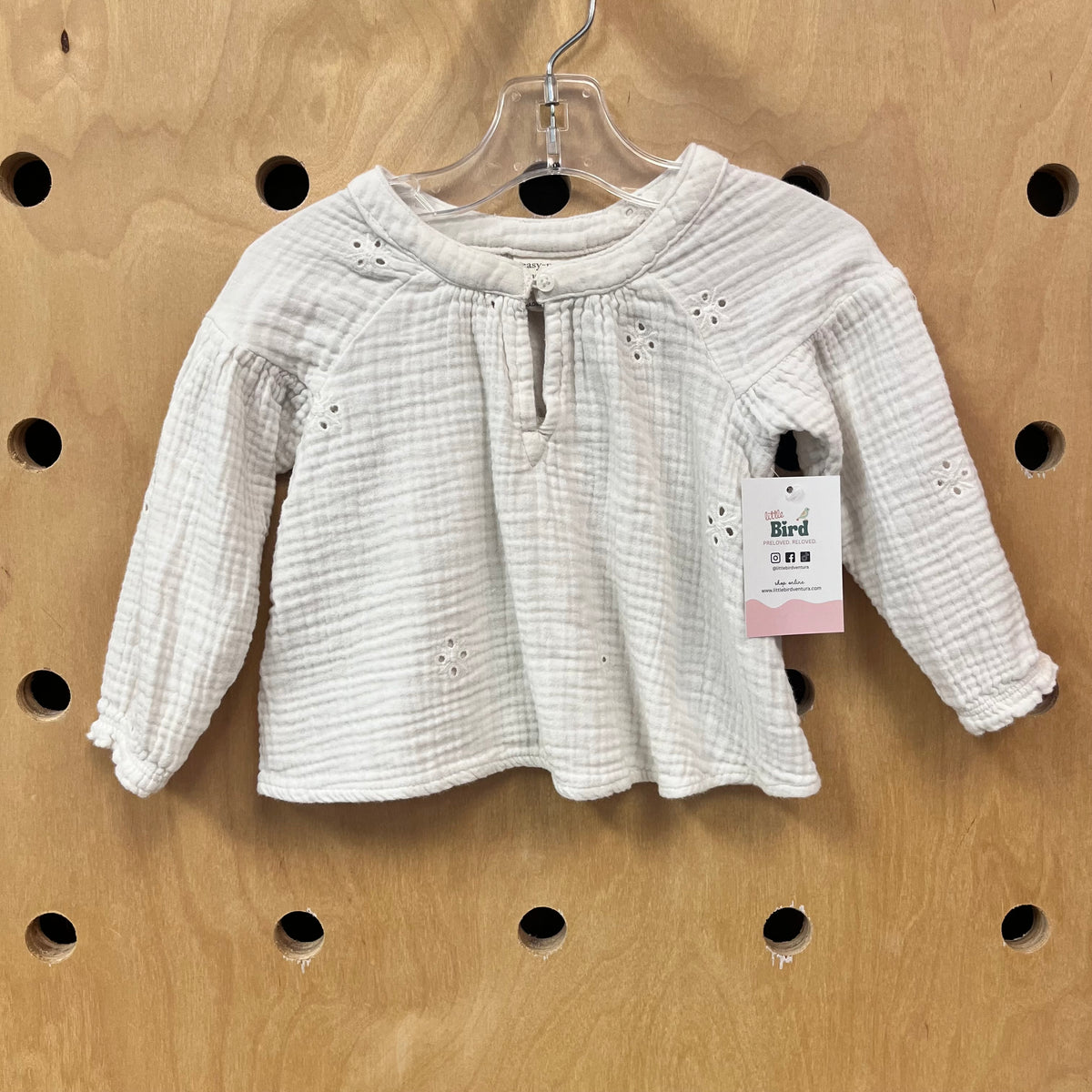 White Gauze Eyelet Top