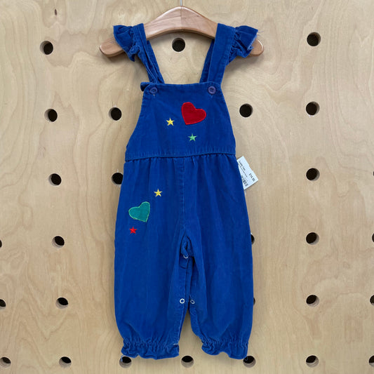 Vintage! Blue Cord Hearts Overalls