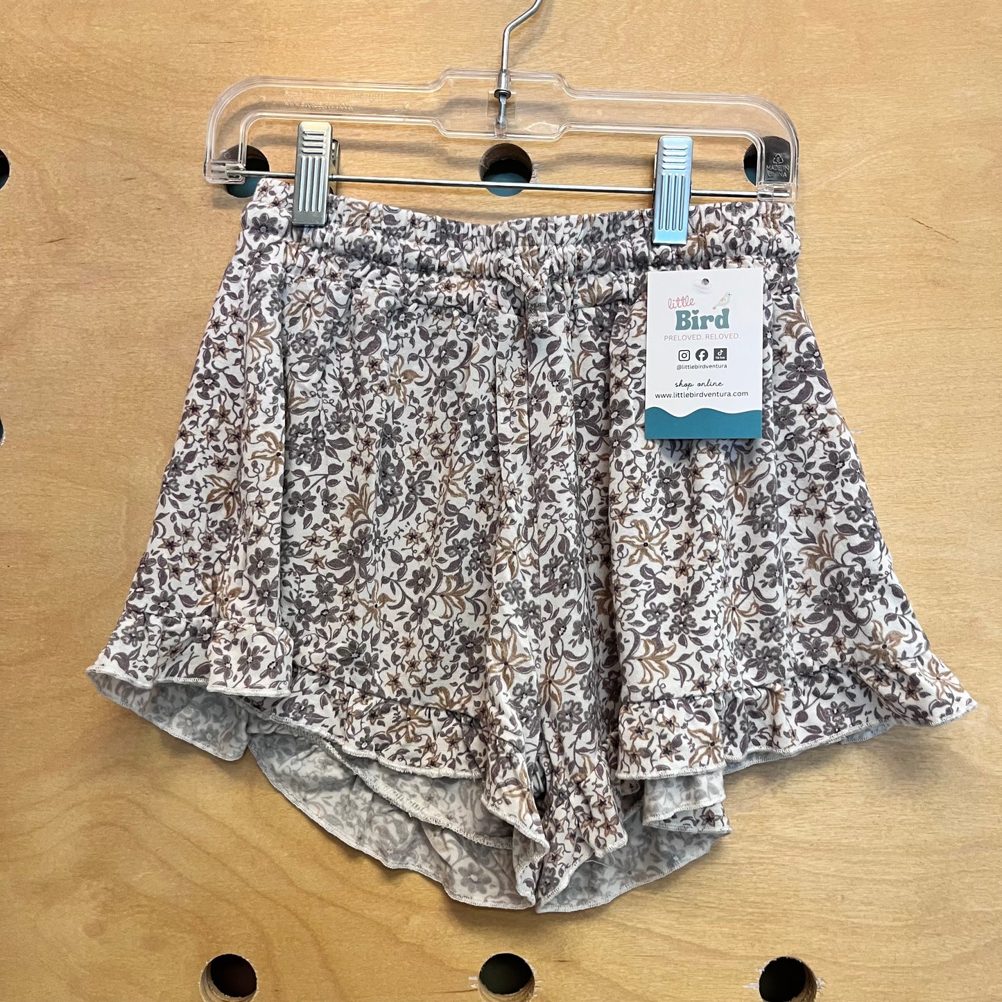 Neutral Floral Drawstring Soft Shorts