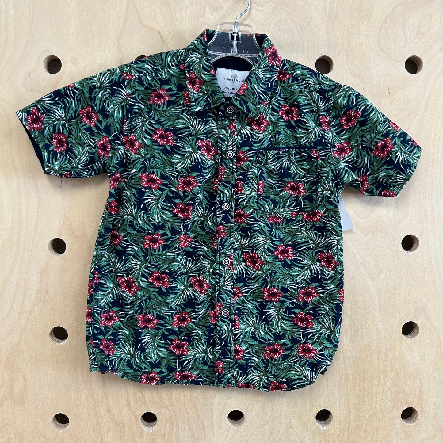 Black Hibiscus Button Up Shirt