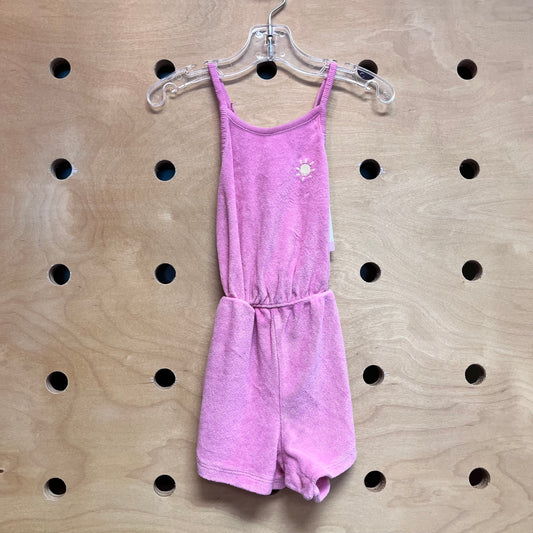 Pink Terry Embroidered Sun Romper