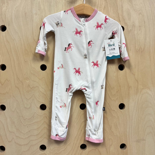 White/Pink Bamboo Unicorns Zippy