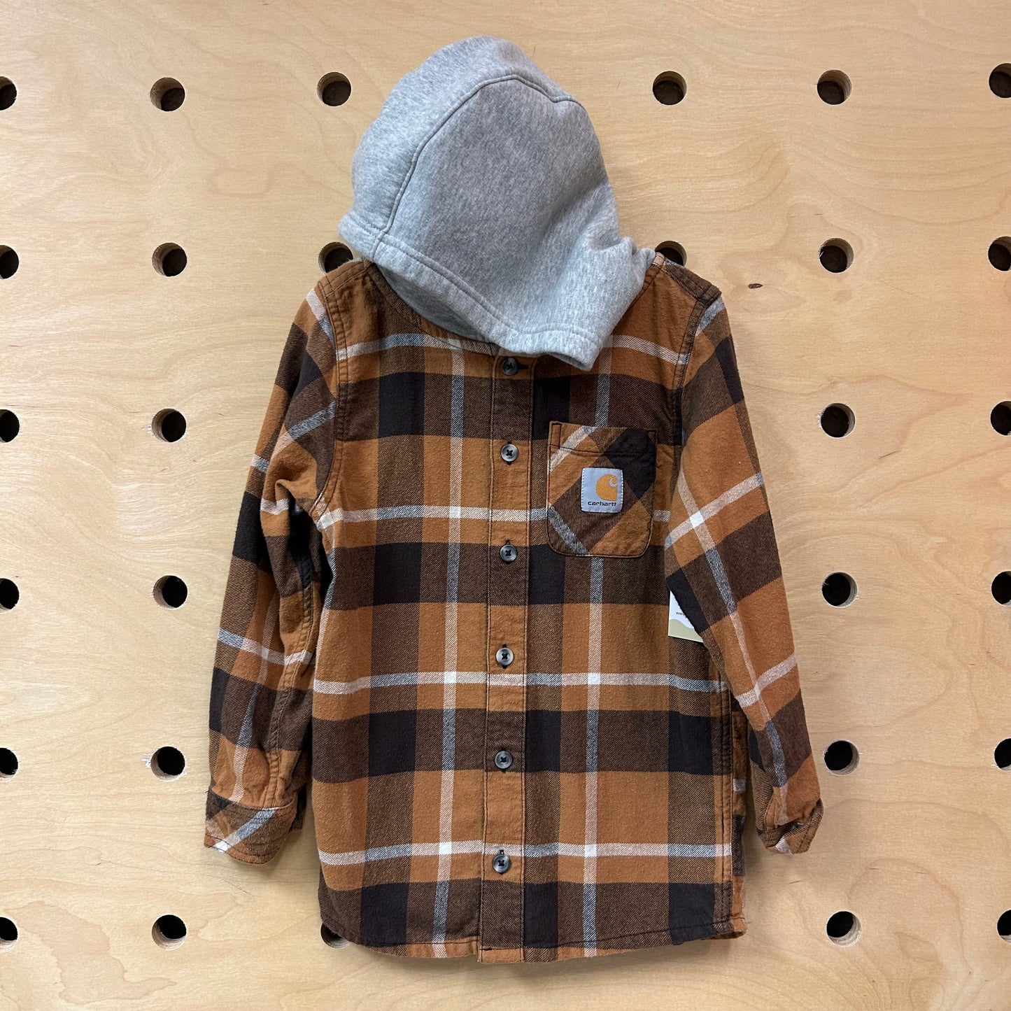 Tan Plaid Hooded Flannel