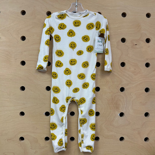 Cream Happy Faces Snap Romper