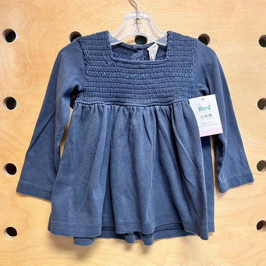 Organic Teal Smocked Top