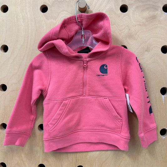 Pink 1/4 Zip Logo Hoodie