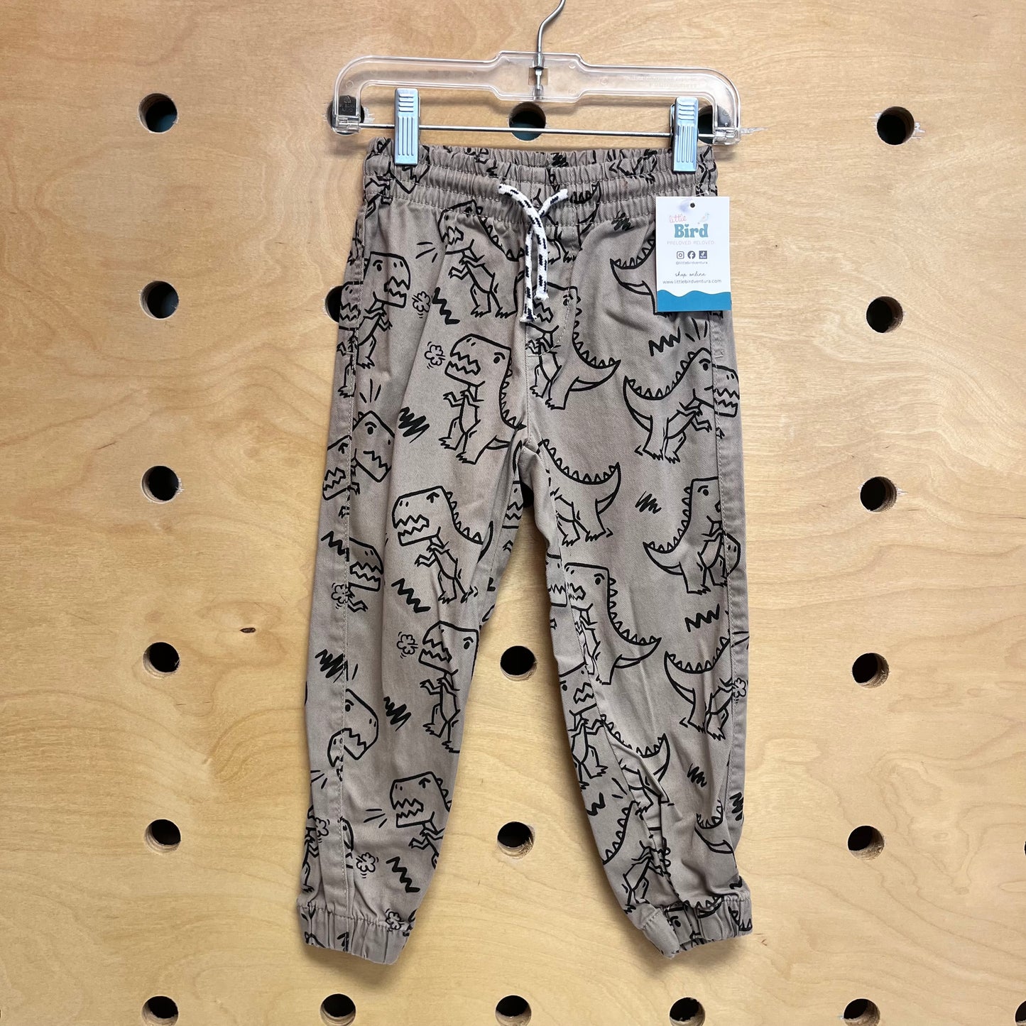 Beige/Black Dino Drawstring Joggers