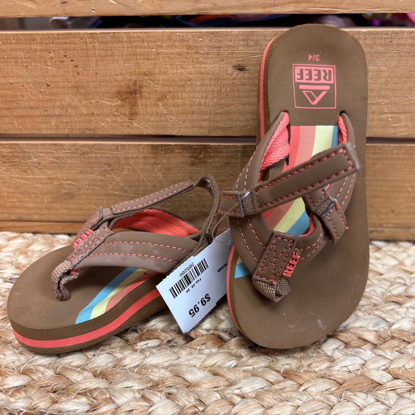 Brown & Coral Sandals