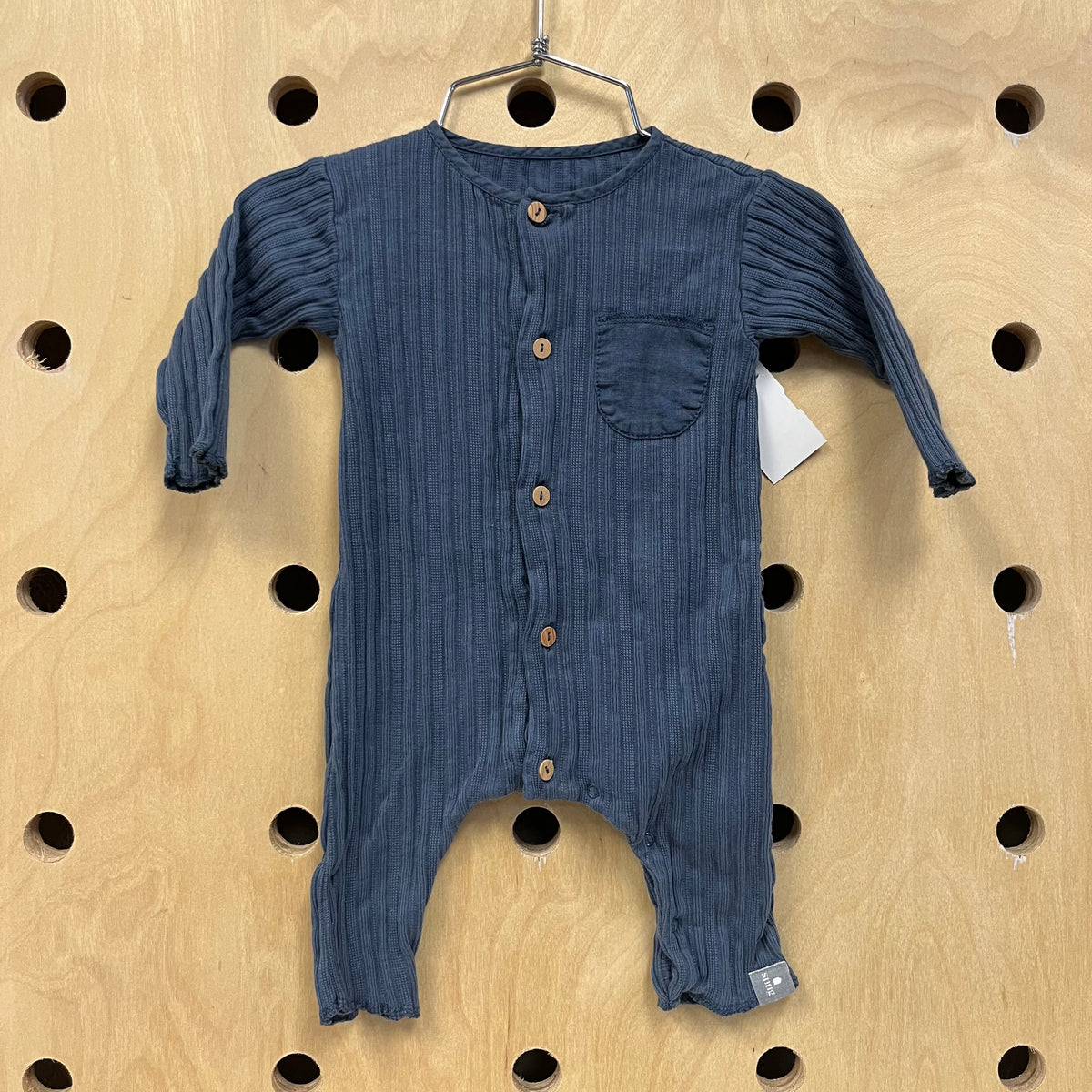 Blue Organic Ribbed Romper