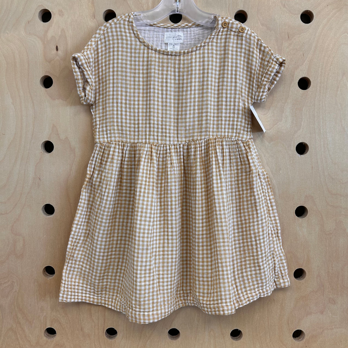 Tan Gingham Dress