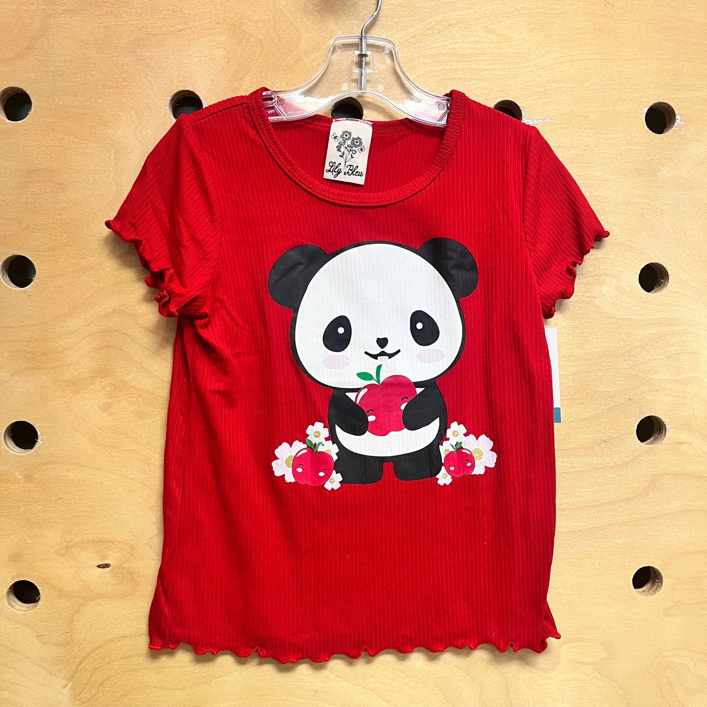 Red Ribbed Panda/Apples Tee