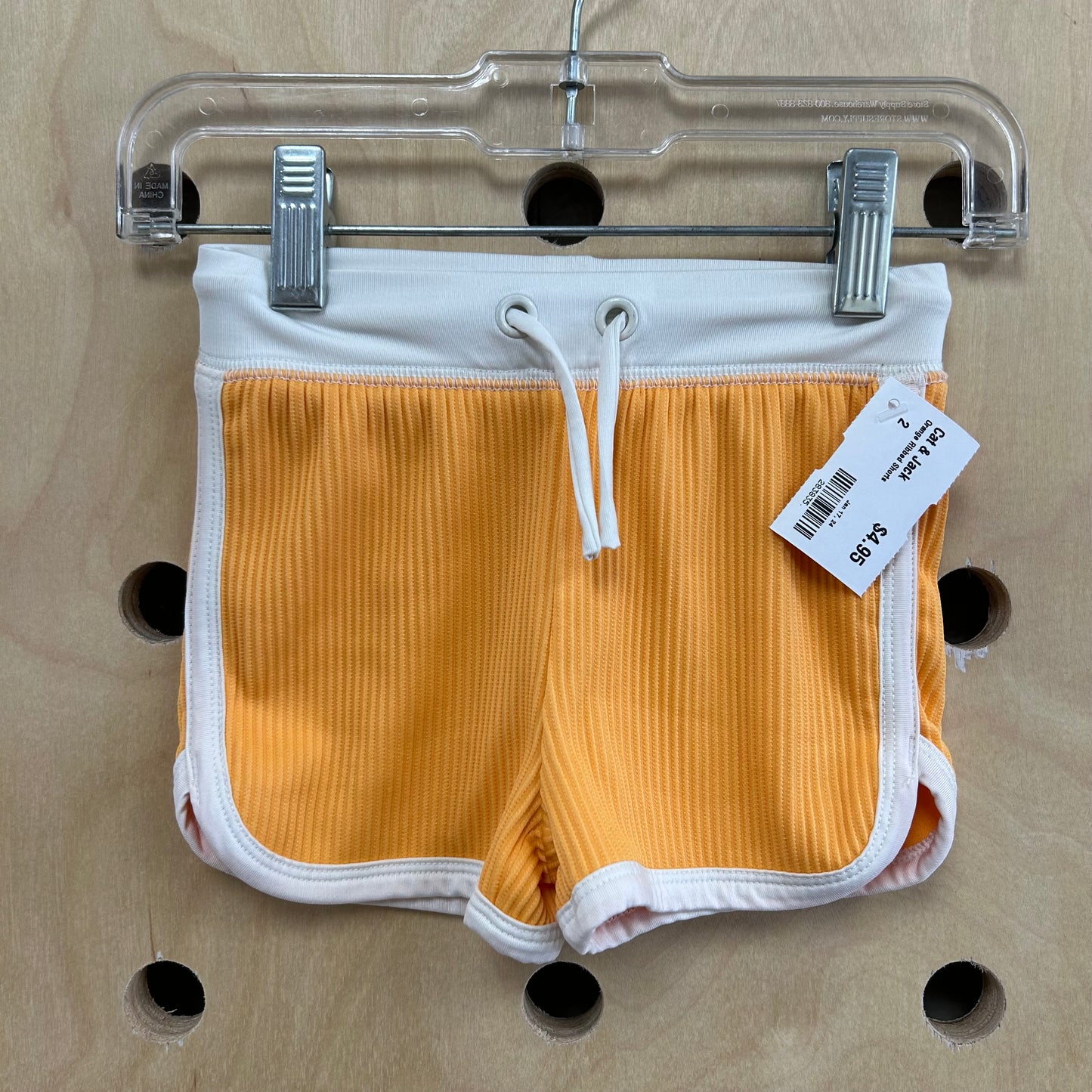 Orange Ribbed Shorts