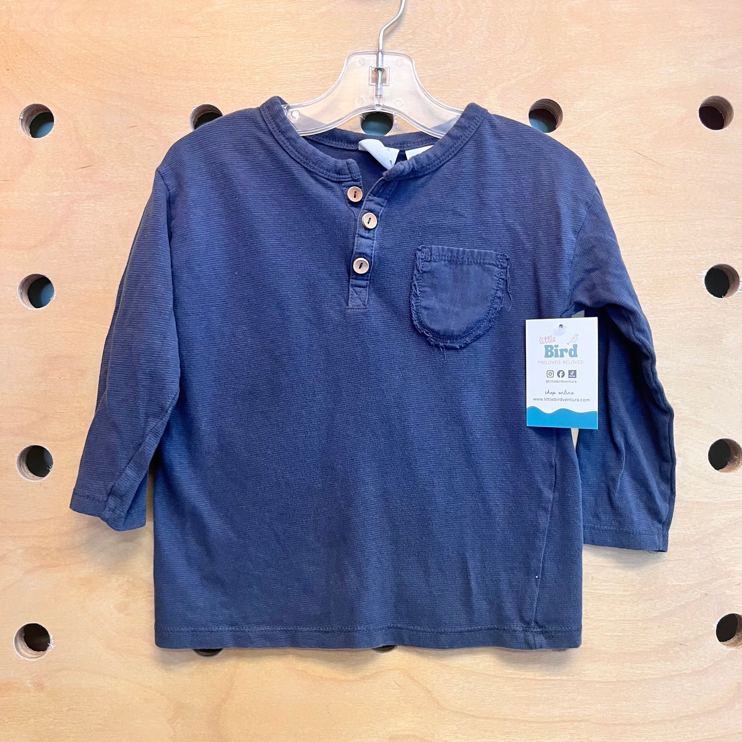 Grey Pocket Henley LS