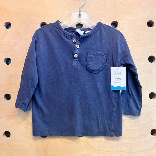 Grey Pocket Henley LS