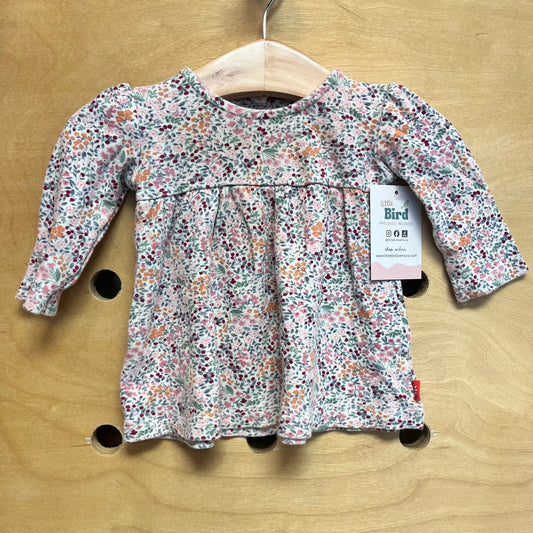 White/Pink Floral LS Dress