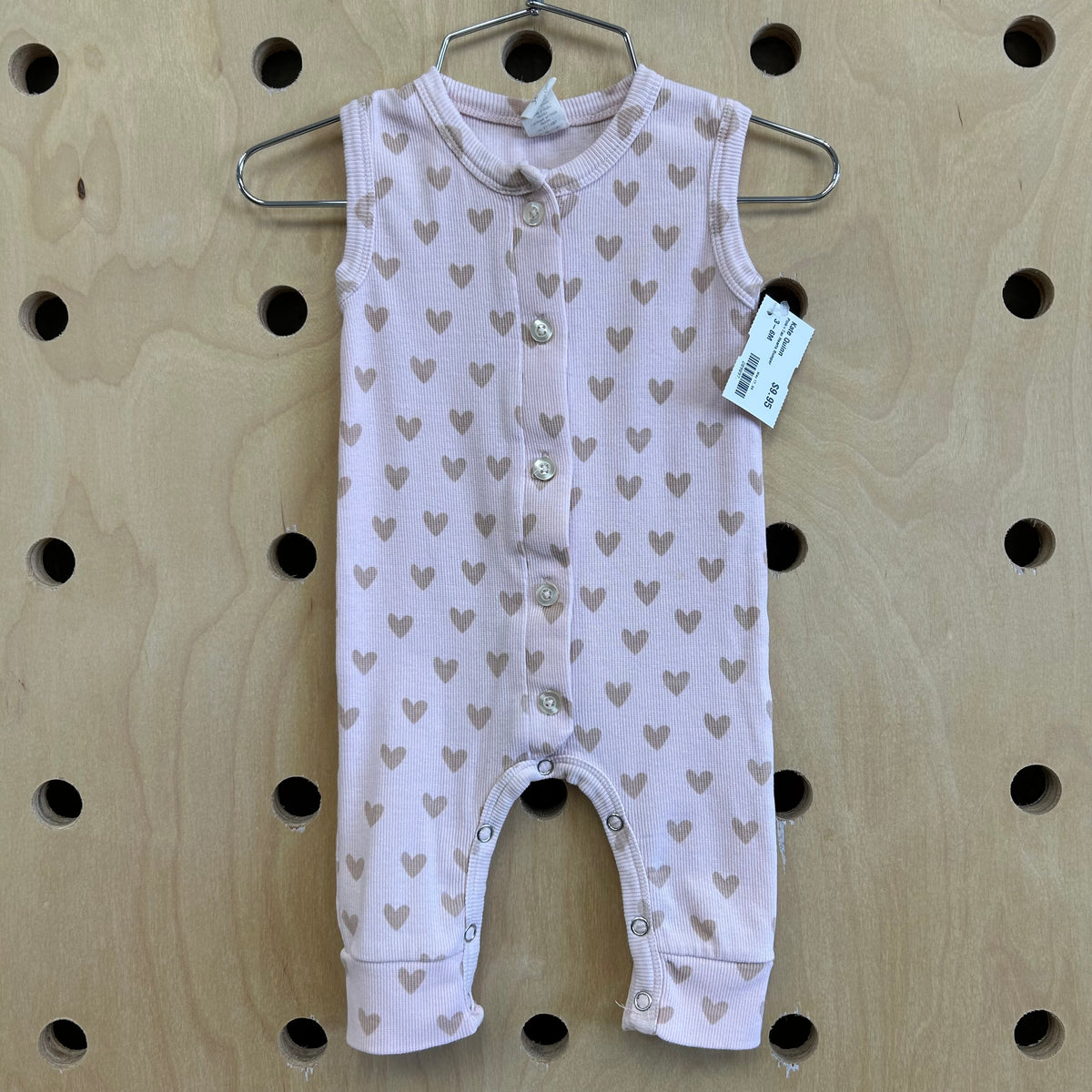 Pink+Tan Hearts Romper