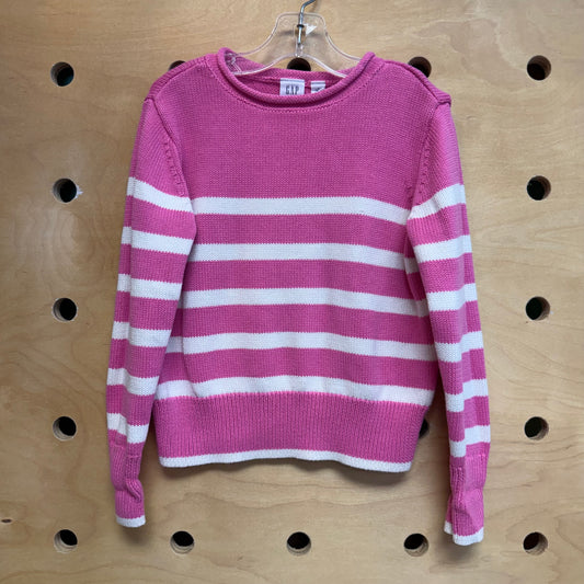Pink/White Striped Knit Sweater