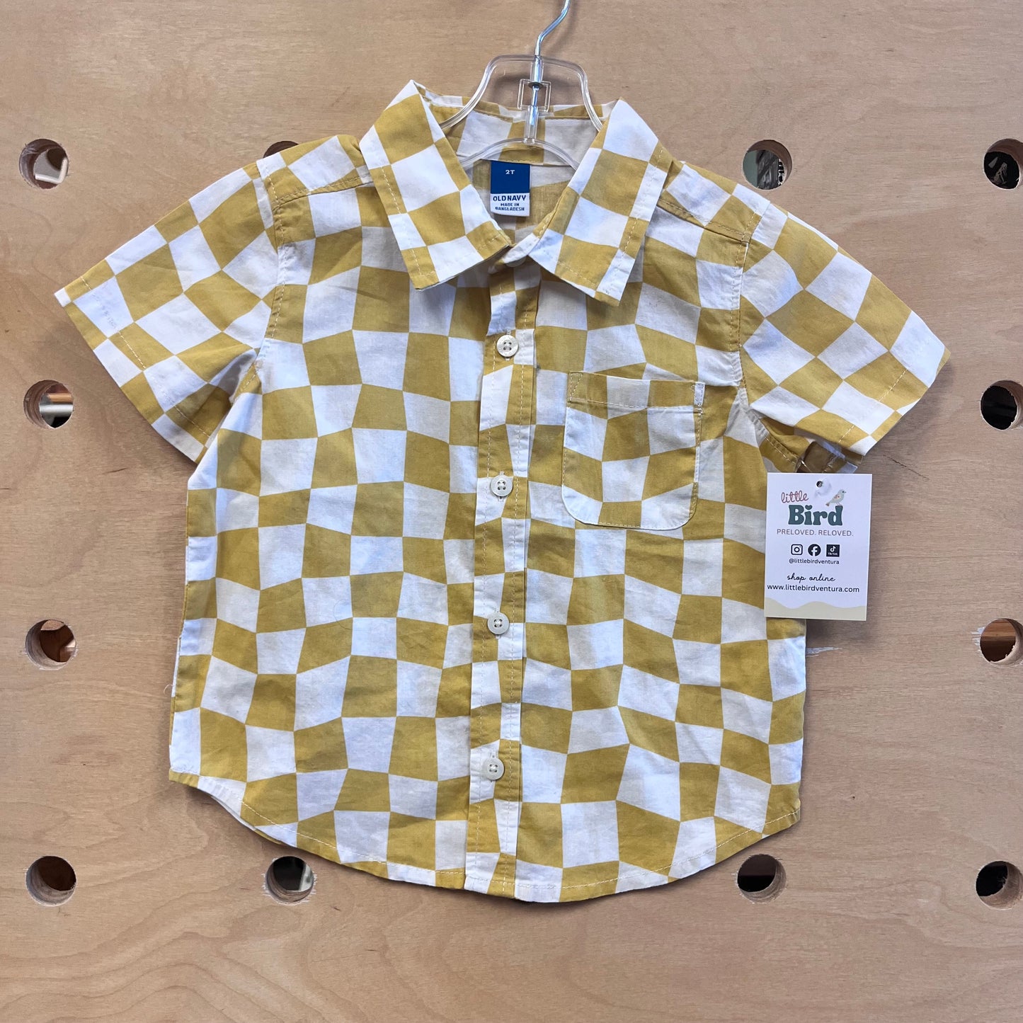 Yellow/White Checkered Button Up