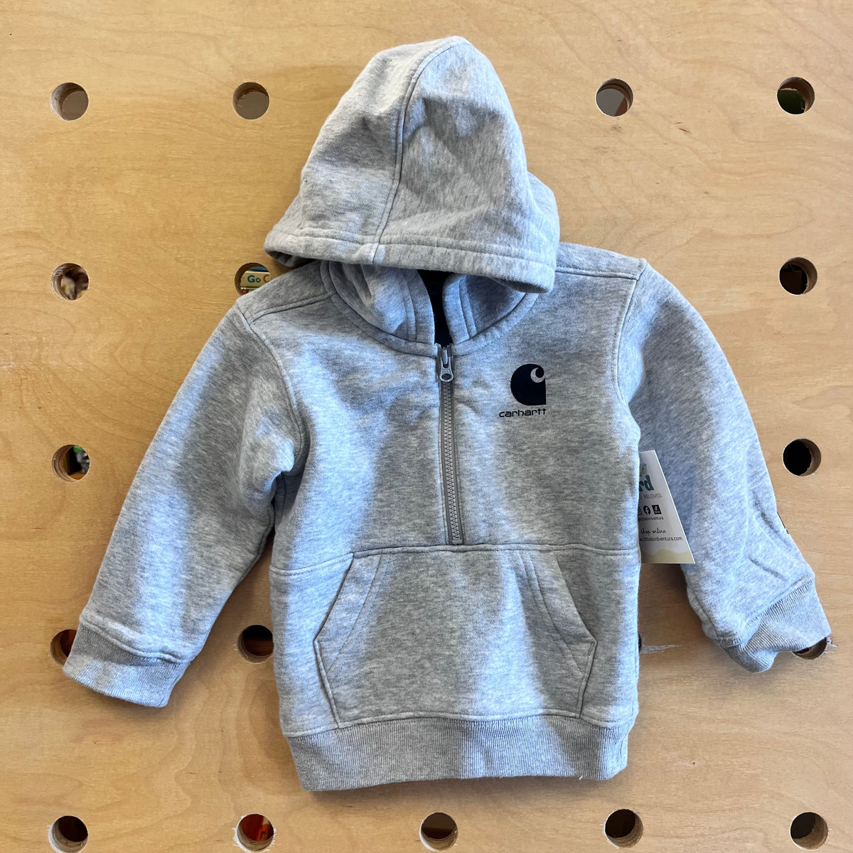 Grey 1/4 Zip Logo Hoodie